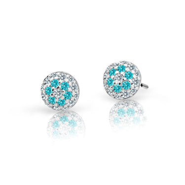 Dětské náušnice Danfil C2150 z bílého zlata s kamínky Mint Green, zapínání balónek