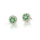 Dětské náušnice Danfil C2150 ze žlutého zlata s kamínky Emerald Green, zapínání balónek
