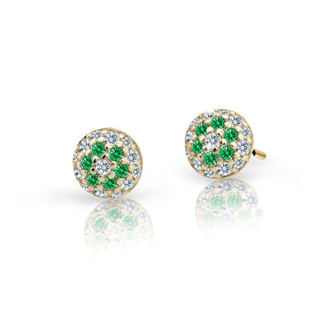Dětské náušnice Danfil C2150 ze žlutého zlata s kamínky Emerald Green, zapínání balónek