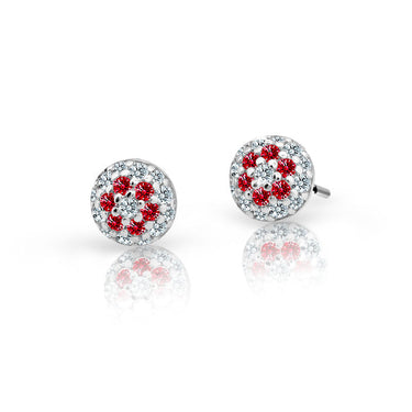 Dětské náušnice Danfil C2150 z bílého zlata s kamínky Ruby Dark, zapínání puzeta
