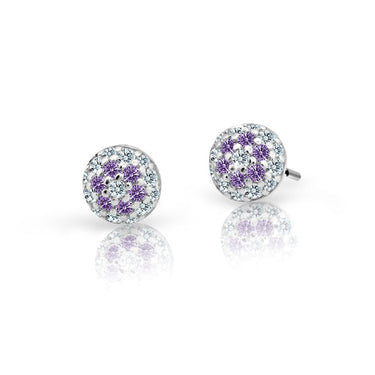 Dětské náušnice Danfil C2150 z bílého zlata s kamínky Amethyst, zapínání balónek
