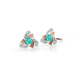 Dětské náušnice Danfil C2203 z růžového zlata s kamínky Mint Green, zapínání balónek