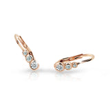 Dětské náušnice Danfil C2255 z růžového zlata s kamínky White, zapínání klapka