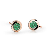 Dětské náušnice Danfil C1537 z růžového zlata s kamínky Emerald Green, zapínání balónek