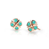 Dětské náušnice Danfil C2245 z růžového zlata s kamínky Mint Green, zapínání balónek