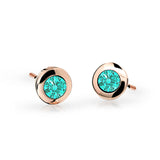 Dětské náušnice Danfil C1537 z růžového zlata s kamínky Mint Green, zapínání balónek