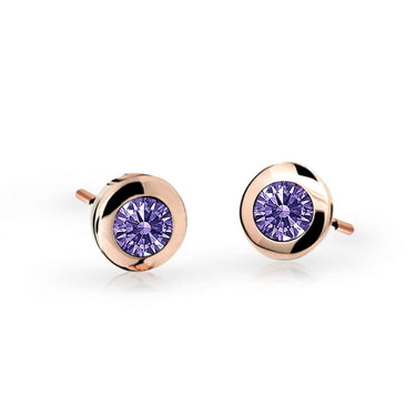 Dětské náušnice Danfil C1537 z růžového zlata s kamínky Amethyst, zapínání balónek
