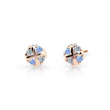 Dětské náušnice Danfil C2153 z růžového zlata s kamínky Arctic Blue, zapínání balónek