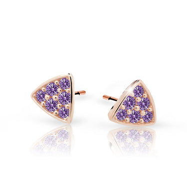 Dětské náušnice Danfil C2207 z růžového zlata s kamínky Amethyst, zapínání balónek