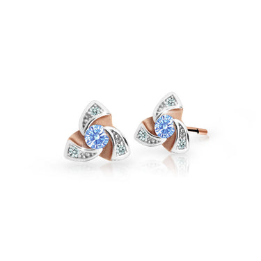 Dětské náušnice Danfil C2203 z růžového zlata s kamínky Arctic Blue, zapínání balónek