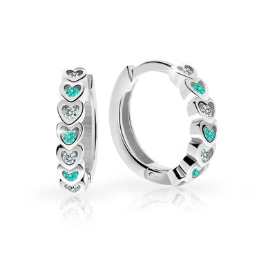 Dětské náušnice Danfil kroužky C3341 ze stříbra, s kamínky Mint Green
