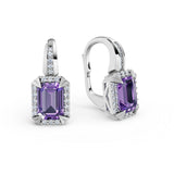 Dámské náušnice DF 3466 z bílého zlata, ametyst s brilianty