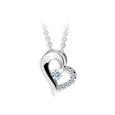 Stříbrný dámský přívěsek DF 2974 s řetízkem, bílé rhodium snow white, s briliantem