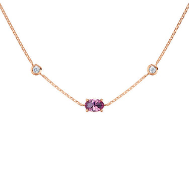 Dámský náhrdelník DF 4022 z růžového zlata, rodolit s brilianty
