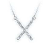 Zlatý dámský náhrdelník DF 4135, bílé zlato, s řetízkem a brilianty