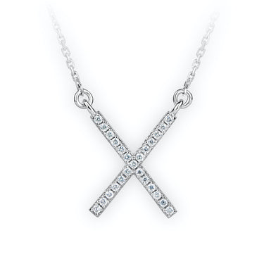 Zlatý dámský náhrdelník DF 4135, bílé zlato, s řetízkem a brilianty