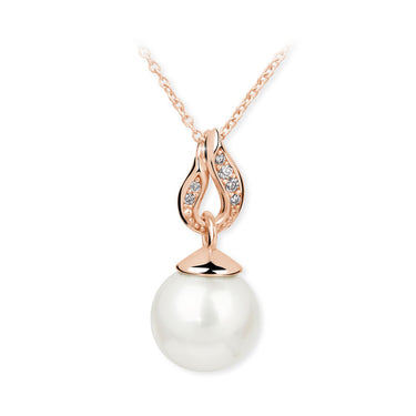 Zlatý perlový přívěsek DF 3153, růžové zlato, diamanty