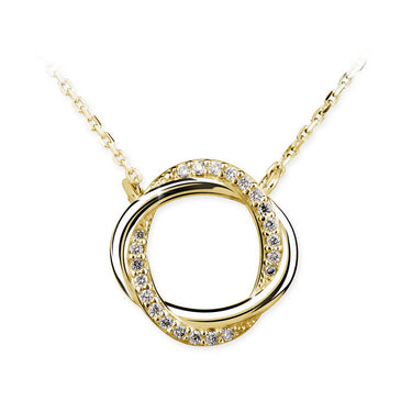 Zlatý Dámský náhrdelník DF 4133, žluté zlato, s briliantem