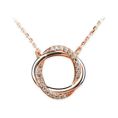 Zlatý Dámský Náhrdelník DF 4133, růžové zlato, s briliantem