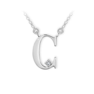 Zlatý dámský náhrdelník DF 4508, písmenko C, bílé zlato, s brilianty