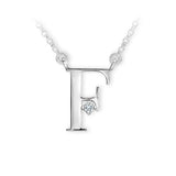 Zlatý dámský náhrdelník DF 4511, písmenko F, bílé zlato, s řetízkem a briliantem