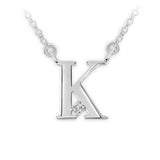 Zlatý dámský náhrdelník DF 4516, písmenko K, bílé zlato, s řetízkem a briliantem