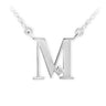 Zlatý dámský náhrdelník DF 4518, písmenko M, bílé zlato, s řetízkem a briliantem