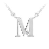 Zlatý dámský náhrdelník DF 4518, písmenko M, bílé zlato, s řetízkem a briliantem