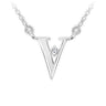 Zlatý dámský náhrdelník DF 4527, písmenko V, bílé zlato, s řetízkem a briliantem