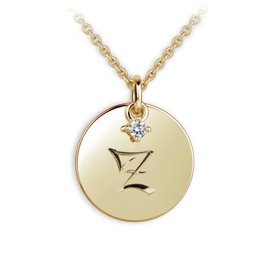 Zlatý přívěsek placička DF P120 písmeno Z, žluté zlato, s briliantem