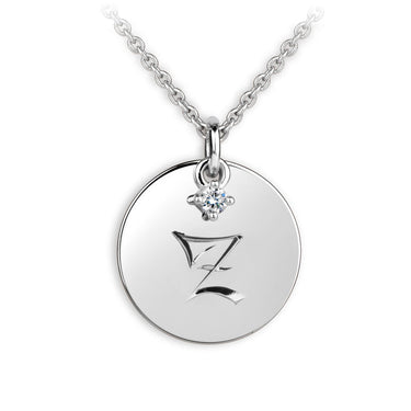 Zlatý přívěsek placička DF P120 písmeno Z, bílé zlato, s briliantem