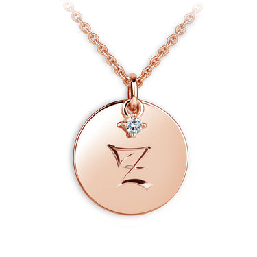 Zlatý přívěsek placička DF P120 písmeno Z, růžové zlato, s briliantem