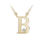 Zlatý dámský náhrdelník DF 4507, písmenko B, žluté zlato, s briliantem
