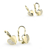 Set dámských a dětských náušnic Danfil 3933/2160, žluté zlato, White, zapínání klapka