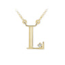 Zlatý dámský náhrdelník DF 4517, žluté zlato, písmeno L, s řetízkem a briliantem