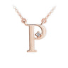 Zlatý dámský náhrdelník DF 4521, písmenko P, růžové zlato, s řetízkem a briliantem