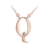 Zlatý dámský náhrdelník DF 4522, písmenko Q, růžové zlato, s řetízkem a briliantem