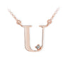 Zlatý dámský náhrdelník DF 4526, písmenko U, růžové zlato, s řetízkem a briliantem
