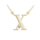 Zlatý dámský náhrdelník DF 4529, písmenko X, žluté zlato, s řetízkem a briliantem