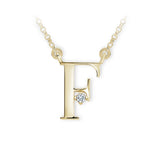 Zlatý dámský náhrdelník DF 4511, písmenko F, žluté zlato, s řetízkem a briliantem