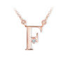 Zlatý dámský náhrdelník DF 4511, písmenko F, růžové zlato, s řetízkem a briliantem