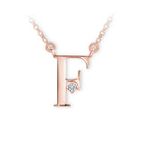 Zlatý dámský náhrdelník DF 4511, písmenko F, růžové zlato, s řetízkem a briliantem