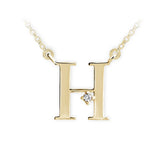 Zlatý dámský náhrdelník DF 4513, písmenko H, žluté zlato, s řetízkem a briliantem