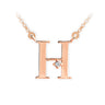 Zlatý dámský náhrdelník DF 4513, písmenko H, růžové zlato, s řetízkem a briliantem