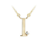 Zlatý dámský náhrdelník DF 4514, písmeno I,  žluté zlato, s řetízkem a briliantem