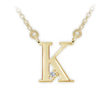 Zlatý dámský náhrdelník DF 4516, písmenko K, žluté zlato, s řetízkem a briliantem