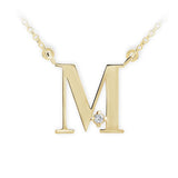 Zlatý dámský náhrdelník DF 4518, písmenko M, žluté zlato, s řetízkem a briliantem