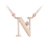 Zlatý dámský náhrdelník DF 4519, písmeno N, růžové zlato, s řetízkem a briliantem