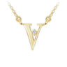 Zlatý dámský náhrdelník DF 4527, písmenko V, žluté zlato, s řetízkem a briliantem