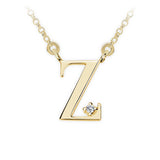 Zlatý dámský náhrdelník DF 4531, písmenko Z, žluté zlato, s řetízkem a briliantem